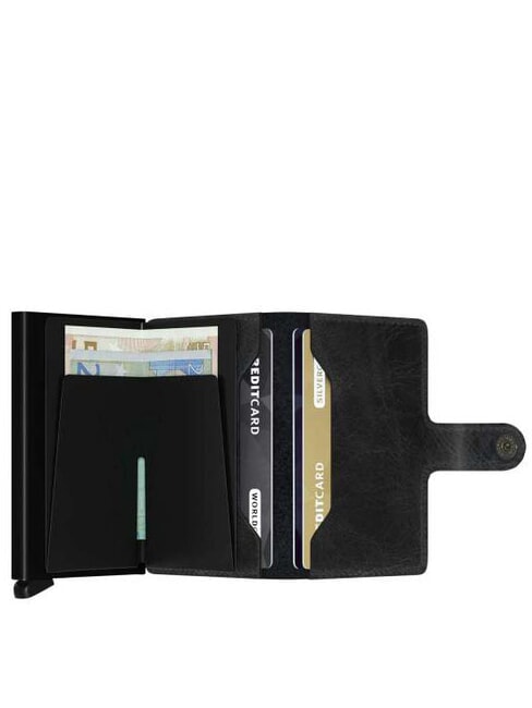 VINTAGE  Portafoglio in pelle con portacard in alluminio black - Portafogli Uomo