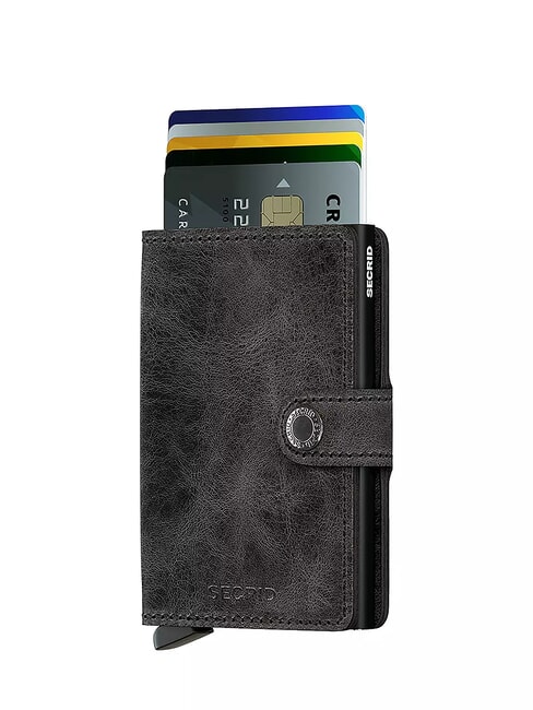 VINTAGE  Portafoglio in pelle con portacard in alluminio black - Portafogli Uomo