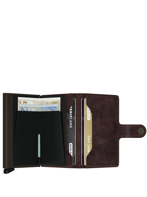 VINTAGE  Portafoglio in pelle con portacard in alluminio chocolate - Portafogli Uomo