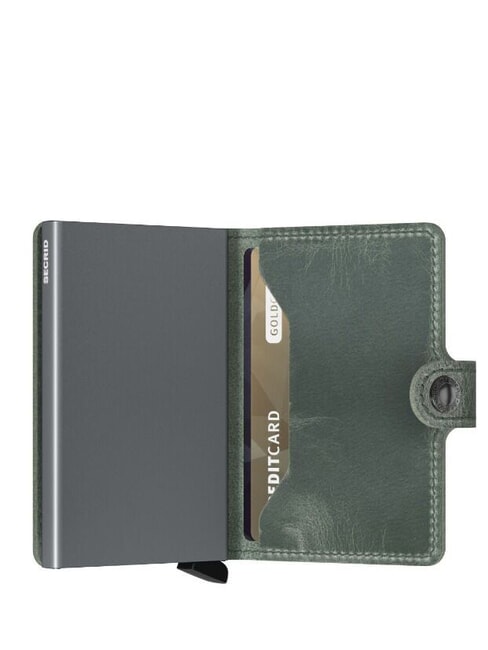 VINTAGE  Portafoglio in pelle con portacard in alluminio sage - Portafogli Uomo