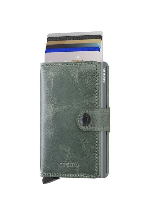 VINTAGE  Portafoglio in pelle con portacard in alluminio sage - Portafogli Uomo