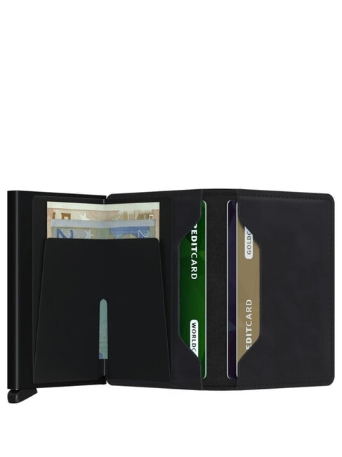 VINTAGE  Portafoglio slim in pelle black - Portafogli Uomo