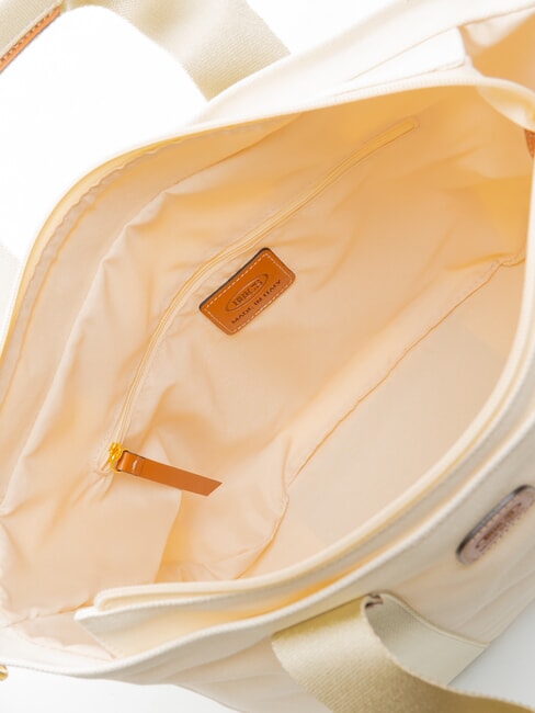 SORRENTO LUDOVICA Borsa shopping a mano in canvas PANNA - Borse Donna