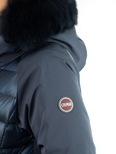 PURENESS Piumino bi-material con cappuccio navy blue - Piumini Donna