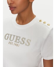 GUESS CN SS CROPPED T-Shirt in cotone purwhite - T-shirt e Top Donna - 3