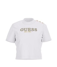 GUESS CN SS CROPPED T-Shirt in cotone purwhite - T-shirt e Top Donna - 4