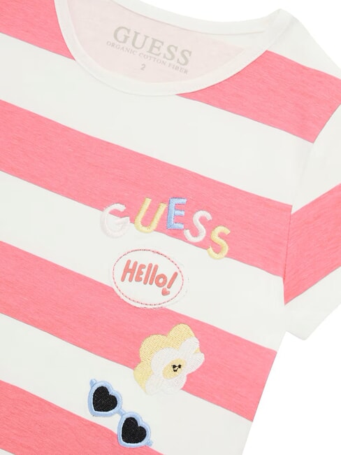 KIDS T-shirt a strisce white and fuchsia st - T-shirt Bambino