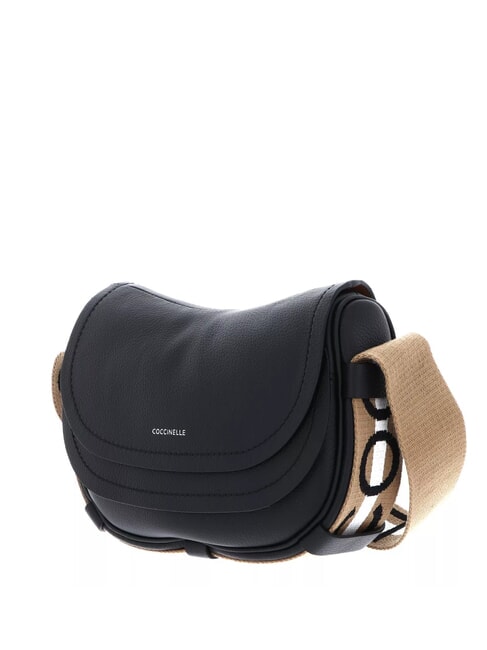 RAQUEL S Borsa piccola in pelle martellata con tracolla logata noir/cuir - Borse Donna