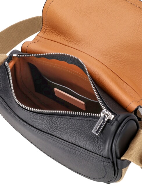 RAQUEL S Borsa piccola in pelle martellata con tracolla logata noir/cuir - Borse Donna