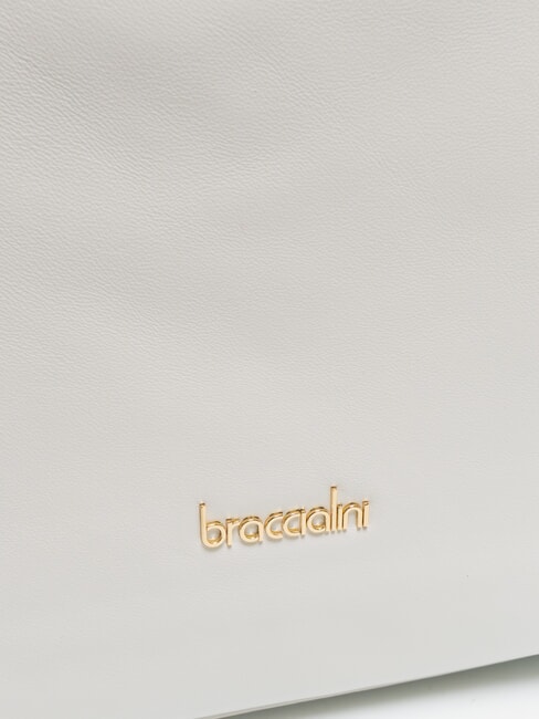 NORA Borsa shopping in pelle con fibbie bianco - Borse Donna