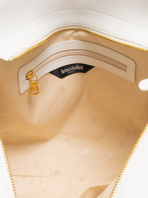 NORA Borsa shopping in pelle con fibbie bianco - Borse Donna