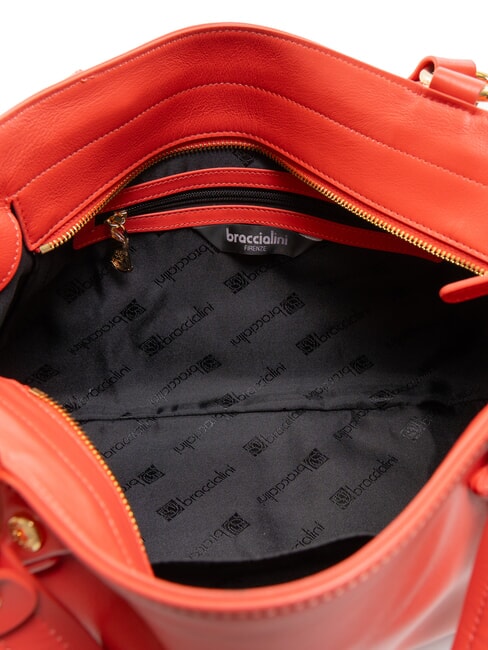 SOFIA Borsa a mano in pelle con fiorellini rosso - Borse Donna