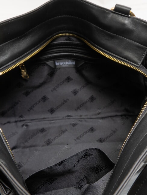 SOFIA Borsa a mano in pelle con fiorellini nero - Borse Donna