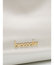 BRACCIALINI SOFIA Borsa a mano in pelle con fiorellini bianco - Borse Donna - 3