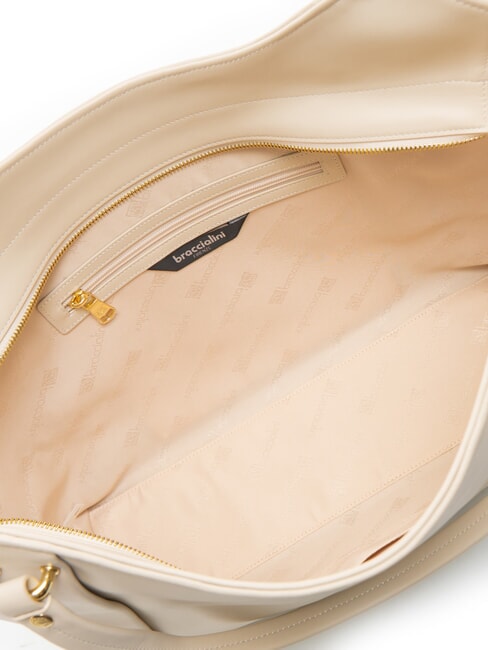 NAOMI Borsa a spalla in pelle beige - Borse Donna