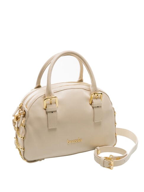 NORA Borsa a bauletto pelle con fibbie beige - Borse Donna