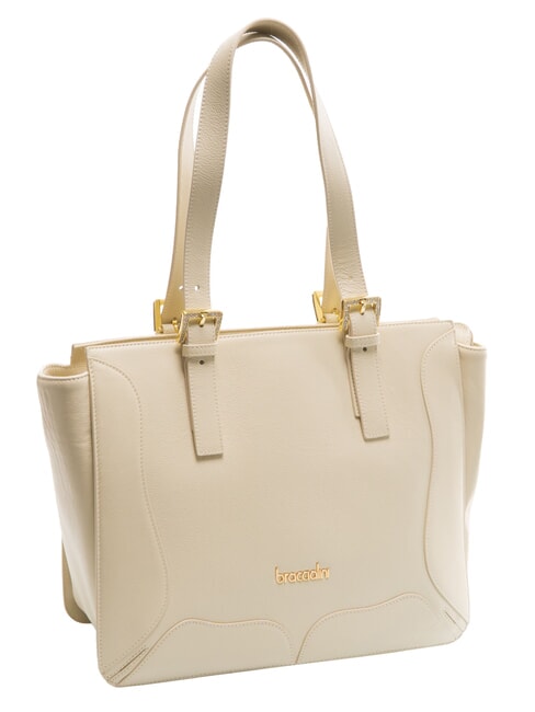 HELLEN Borsa shopping in pelle beige - Borse Donna
