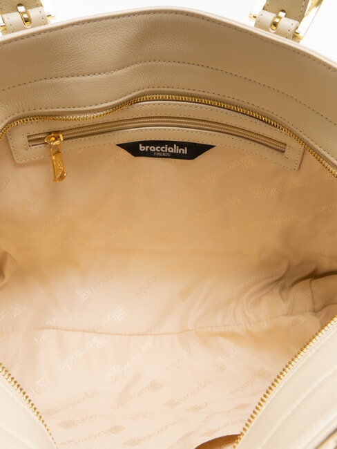 HELLEN Borsa shopping in pelle beige - Borse Donna