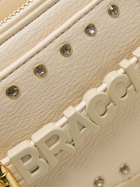 GISELLE Borsa a tracolla con logo e borchie beige - Borse Donna