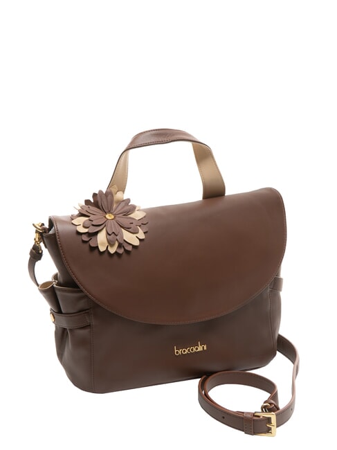 SOFIA Borsa a mano in pelle con fiore marrone - Borse Donna