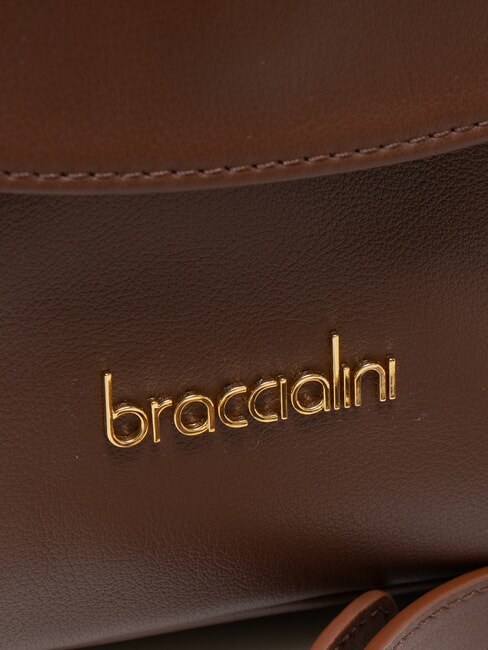 SOFIA Borsa a mano in pelle con fiore marrone - Borse Donna