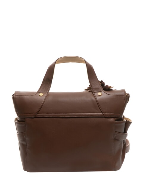 SOFIA Borsa a mano in pelle con fiore marrone - Borse Donna