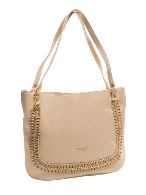 NAOMI Borsa a spalla in pelle con catena beige - Borse Donna