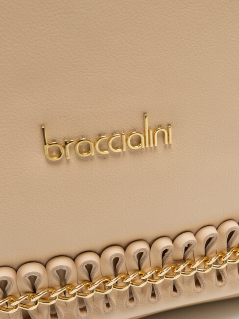 NAOMI Borsa a spalla in pelle con catena beige - Borse Donna