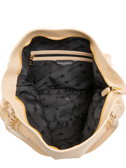 NAOMI Borsa a spalla in pelle con catena beige - Borse Donna