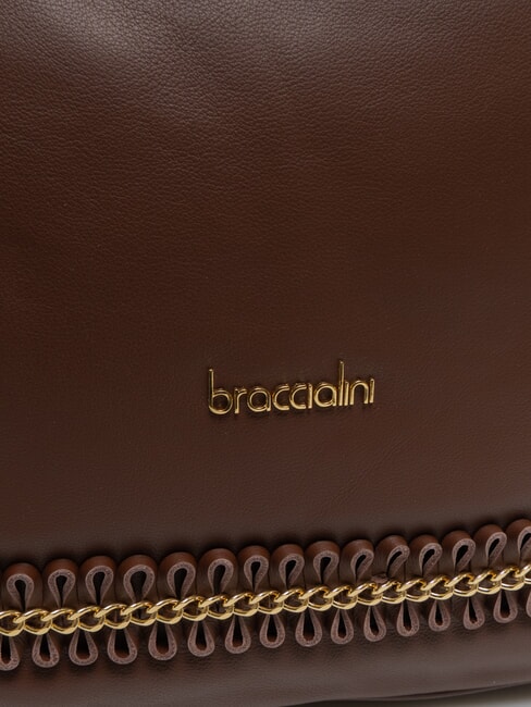 NAOMI Borsa a spalla in pelle con catena marrone - Borse Donna