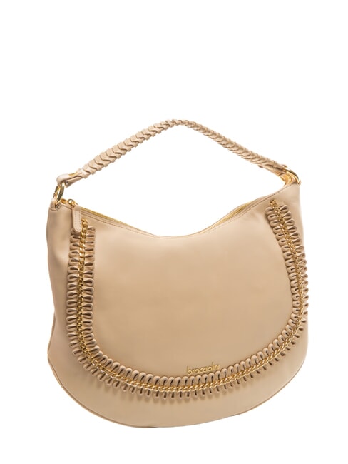 NAOMI Borsa hobo in pelle con catena beige - Borse Donna