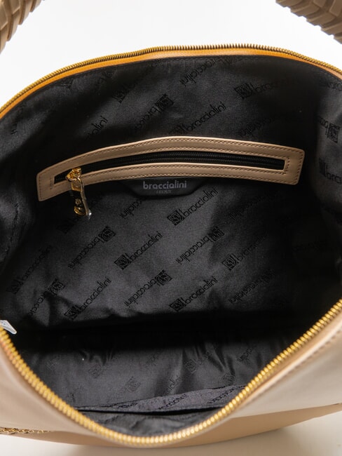 NAOMI Borsa hobo in pelle con catena beige - Borse Donna