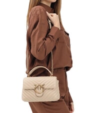 PINKO LOVE LADY PUFF Mini Bag a mano, con tracolla beige-grigio fumo-antique gold - Borse Donna - 5