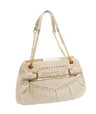 BRACCIALINI GISELLE Borsa a spalla con logo metallico beige - Borse Donna - 2