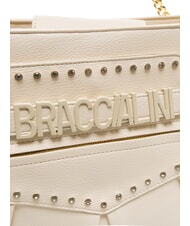 BRACCIALINI GISELLE Borsa a spalla con logo metallico beige - Borse Donna - 3