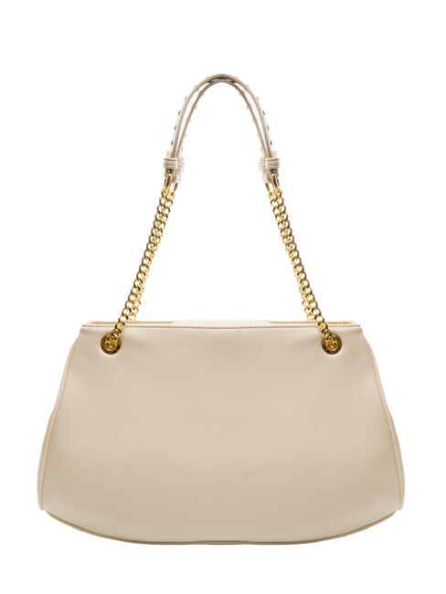 GISELLE Borsa a spalla con logo metallico beige - Borse Donna
