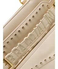BRACCIALINI GISELLE Borsa tote con logo metallico beige - Borse Donna - 3