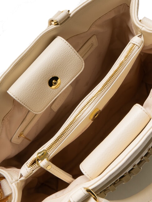 GISELLE Borsa tote con logo metallico beige - Borse Donna