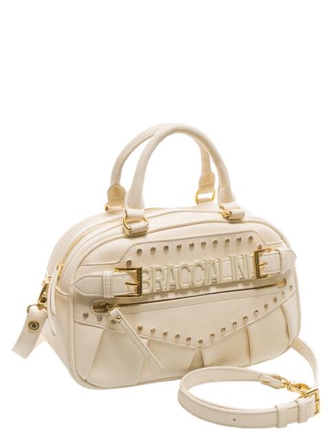 GISELLE Borsa bauletto logo metallico beige - Borse Donna