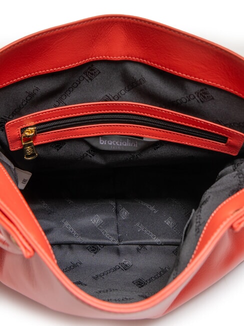 SOFIA Borsa a mano pelle con fiorellini rosso - Borse Donna