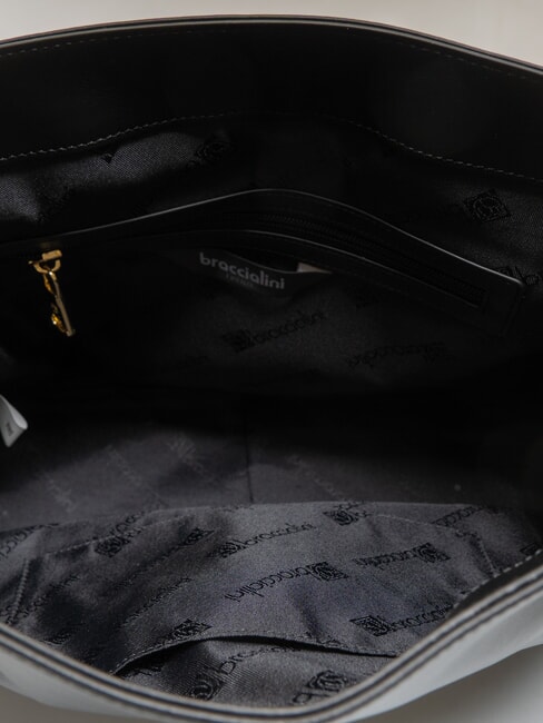 SOFIA Borsa a mano pelle con fiorellini nero - Borse Donna