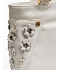 BRACCIALINI SOFIA Borsa a spalla in pelle con fiorellini bianco - Borse Donna - 3