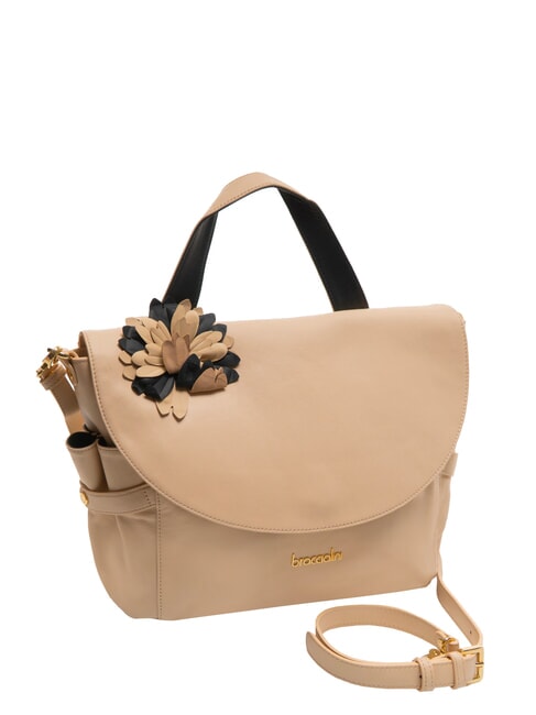 SOFIA Borsa a mano in pelle con fiore beige - Borse Donna