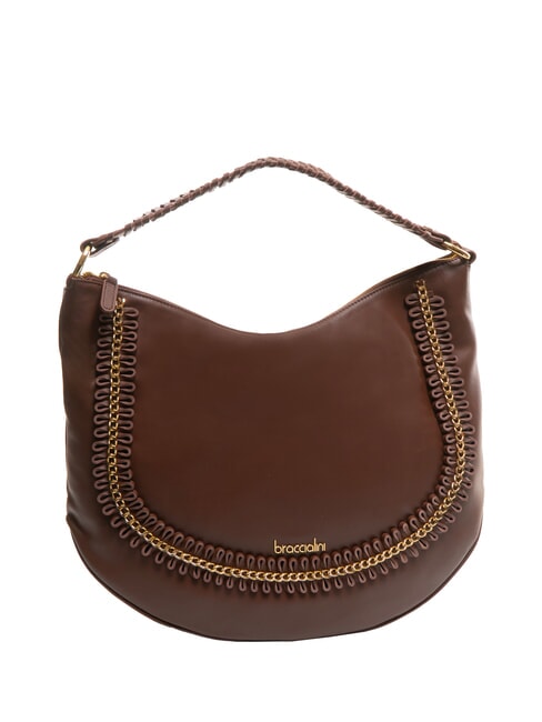 NAOMI Borsa hobo in pelle con catena marrone - Borse Donna