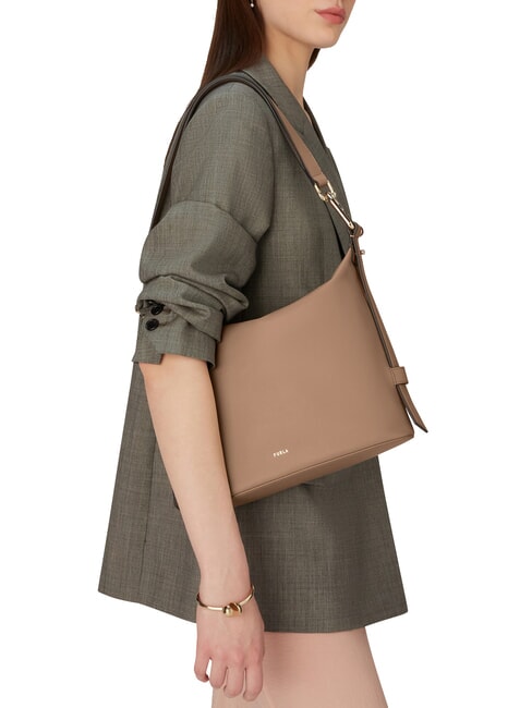 NUVOLA M Borsa in pelle doppia portabilità greige - Borse Donna