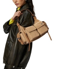 PINKO CARGO Borsa a spalla con tasche beige-grigio fumo-shiny nickel - Borse Donna - 5