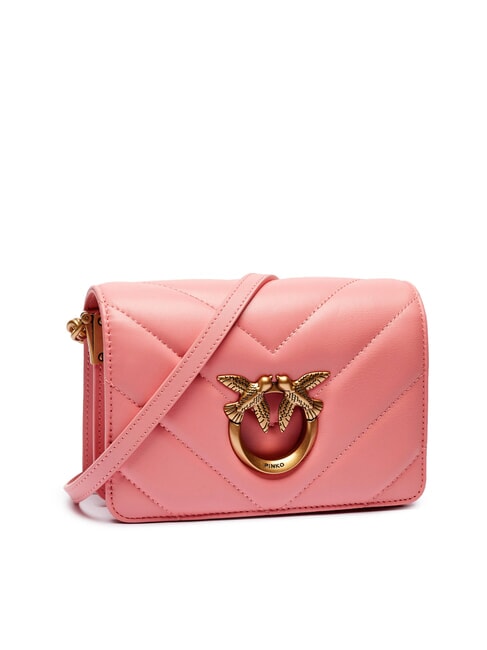 LOVE CLICK Borsa mini in pelle trapuntata fiore di pesco-antique gold - Borse Donna