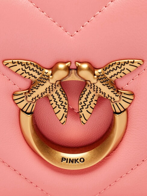 LOVE CLICK Borsa mini in pelle trapuntata fiore di pesco-antique gold - Borse Donna