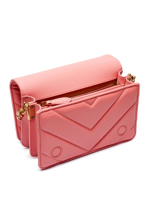 LOVE CLICK Borsa mini in pelle trapuntata fiore di pesco-antique gold - Borse Donna