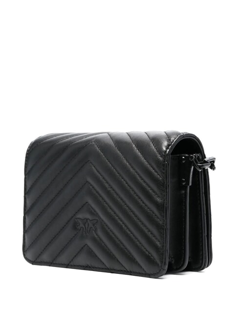 LOVE CLICK CHEVRON Borsa mini tracolla in pelle nero limousine block color - Borse Donna